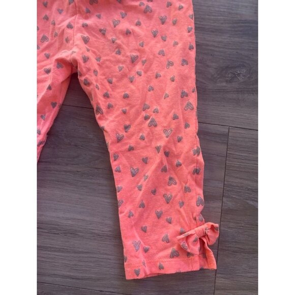 Lightning Bug Girls Size 5 Capri Leggings Orange Color with glitter hearts - Picture 4 of 11